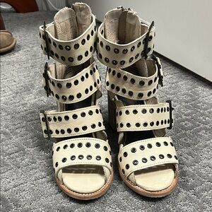 Freebird Blake Stylish Beige Studded Women's Sandals
